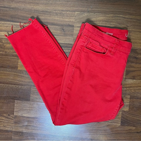 LOFT Modern Skinny Red Jeans with Raw Hem - Size 27/4P - Picture 3 of 11